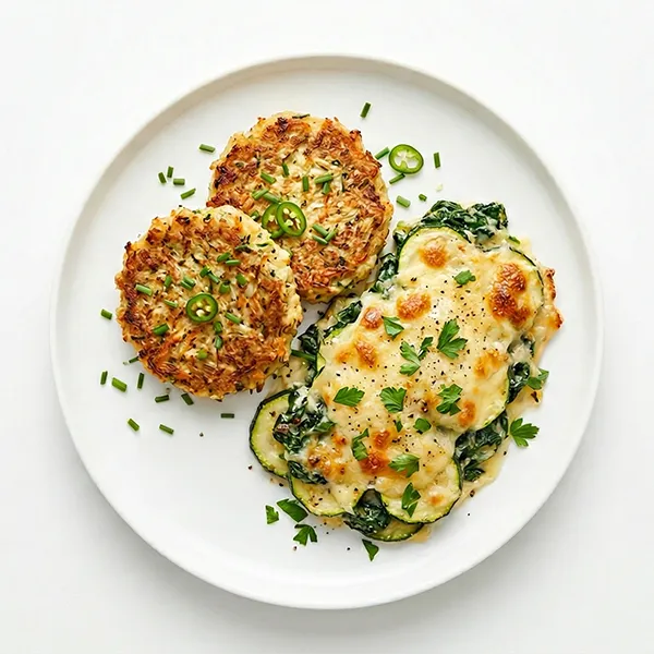 Keto Veggie Patties With Zucchini And Spinach Gratin